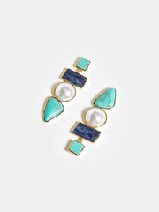 Layered Geometric Pearl Earrings