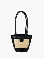 Two-Tone Woven Panel Tote Bag