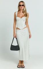 Runaway The Label - Karlita Midi Skirt in White Polka