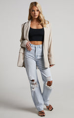 Emlei Top - Square Neck Cropped Knit Top in Black