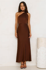 Luxe Experience Satin Maxi Dress Brown