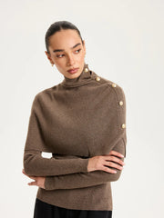 Ribbed Knit Top & Turtleneck Shawl Two-Piece Set