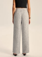 Textured Tweed Wide-Leg Pants