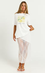 Joy Top - Oversized Amalfi Print T-Shirt in White