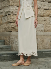 3D Embroidered A-Line Skirt