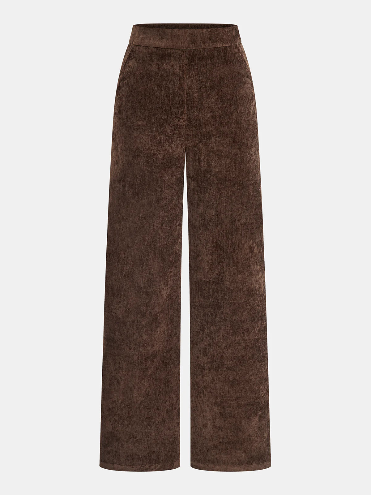 Mid-Waist Velvet Wide-Leg Pants
