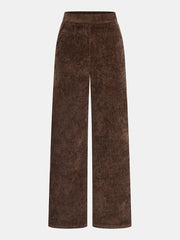 Mid-Waist Velvet Wide-Leg Pants