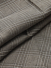 High-Waist Button Detail Plaid Wide-Leg Pants