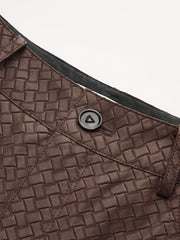 Faux Leather Woven-Patterned Pants