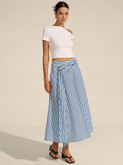 Striped Metal Decor Maxi Skirt