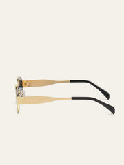 Gold-Trim Oval Sunglasses