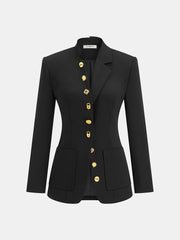 Asymmetrical Design Golden Button Blazer