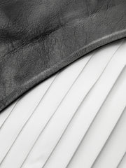 Color-Block Pleated-Panel PU Leather Mini Skirt