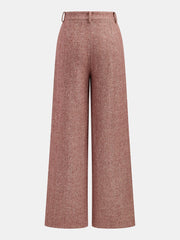 Herringbone Wool-Blend Wide-Leg Pants