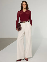 Semi-Sheer Criss-Cross Knit Top