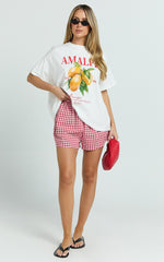 Aurella Two Piece Set - Amalfi T-Shirt Set in White/Red