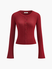 Ribbed Button Down Thin Cardigan