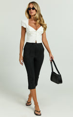 Rhode Pants - Capri Slim Fit Side Split Pants in Black