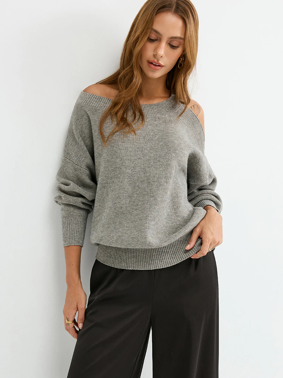Reversible Cold-Shoulder Knit Top