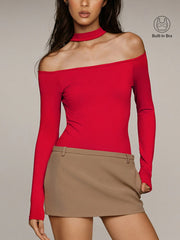 Bra-Free Off-Shoulder Choker Bodysuit