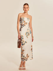 Floral Print Strapless Dress