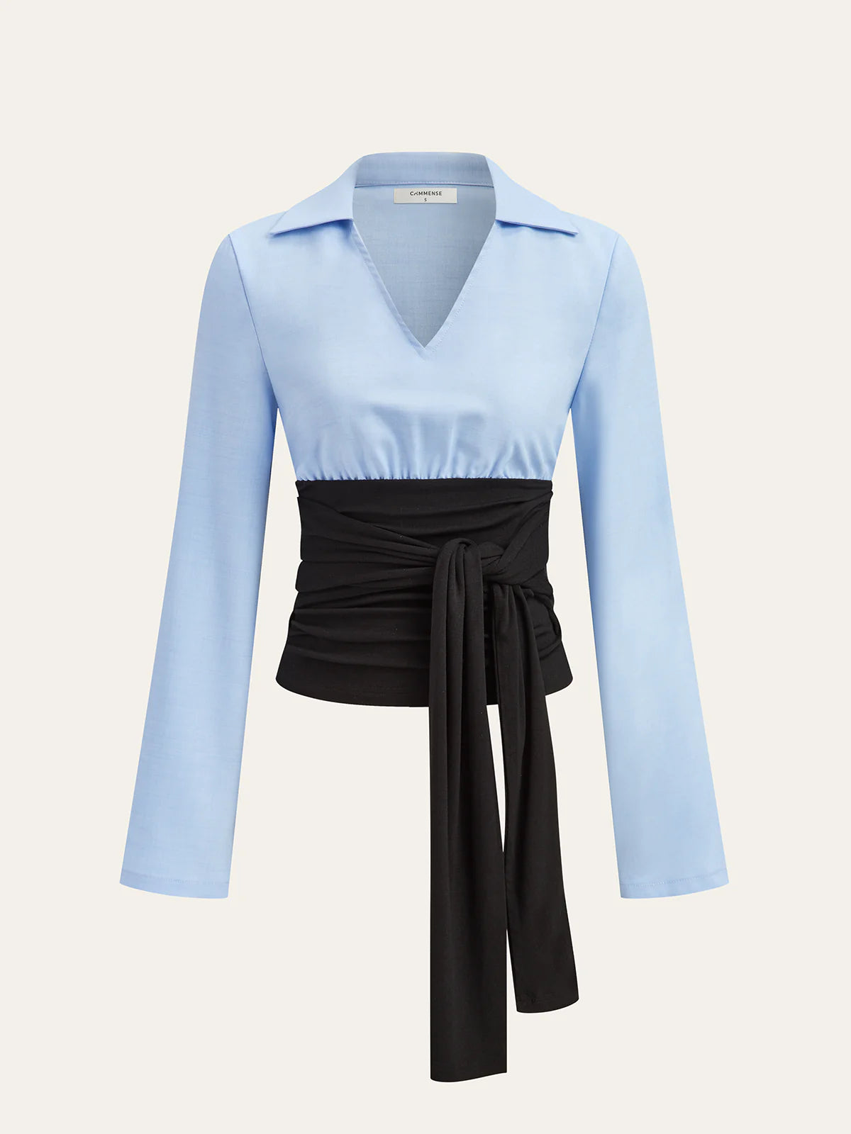 Color-Block Panel Tie-Waist Shirt