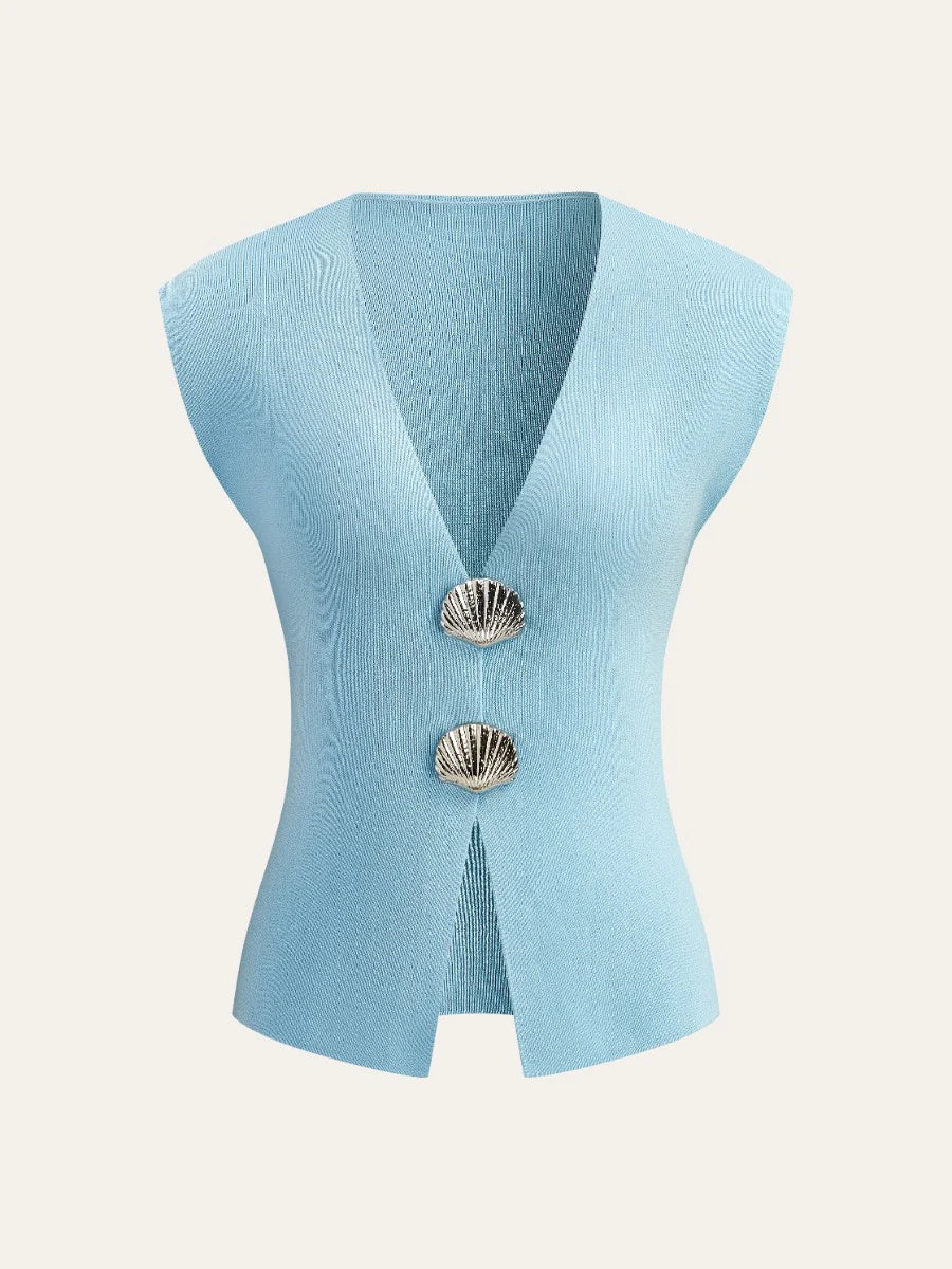 Shell Button Knit Vest