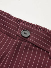 Asymmetric Waistband Pinstripe Wide-Leg Pants