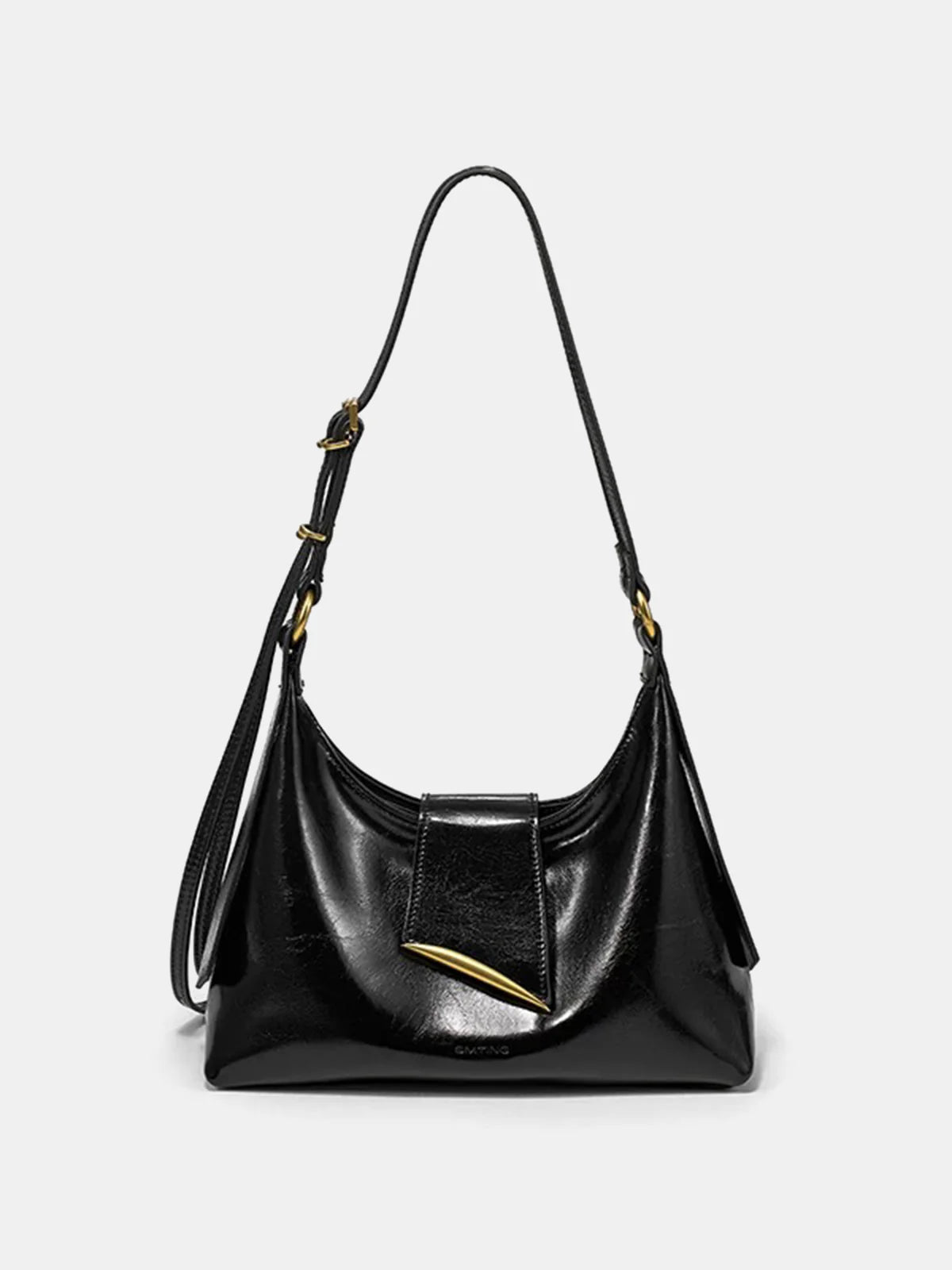 Golden Accent PU Leather Shoulder Bag
