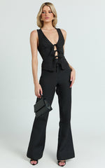 Nola Pants - Mid Waisted Pleated Flare Pants in Black