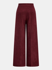 Pleated Cotton Corduroy Wide Leg Pants
