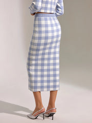 Vintage Plaid Wool Blend Sweater Skirt