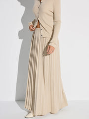 Pleated Wool Blend Sweater Skirt