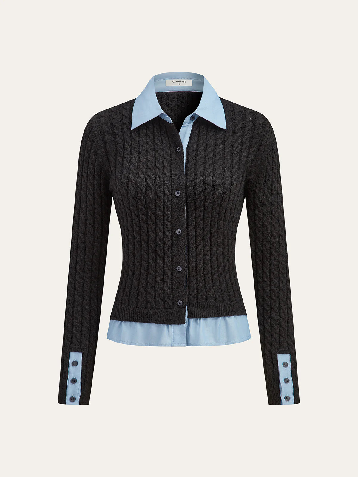 2 in1 Paneled Cable-Knit Cardigan