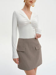 Houndstooth Decor Pocket Mini Skirt