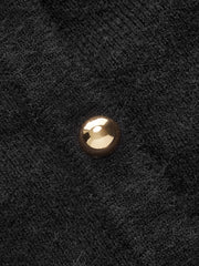 Bow Detail Metal Button Knit Cardigan