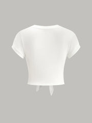 Knot Front V-Neck T-Shirt