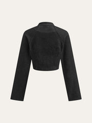 Metal Detail Cropped Denim Jacket