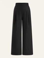 High-Waist Pleated-Waistband Wide-Leg Pants