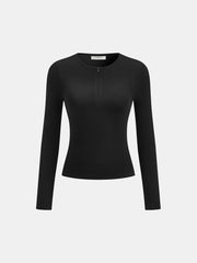 Slim Fit Zip-Front Long Sleeve T-Shirt