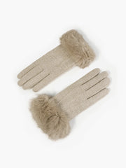 Fur Trim Cashmere Gloves