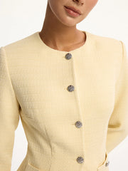 Metal Button Tweed Top and Shorts Set