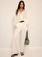 Sheer Striped Long-Sleeve Shirt