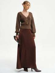 Wool-Blend V-Neck Sweater