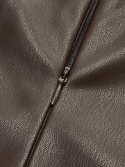 Lace Trim PU Leather Sleeveless Maxi Dress