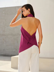 Halter-Style Cross-Neckline Backless Top