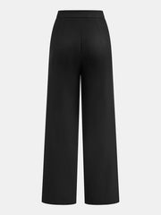 Metal Detail Mid-Waist Pleated Wide-Leg Pants