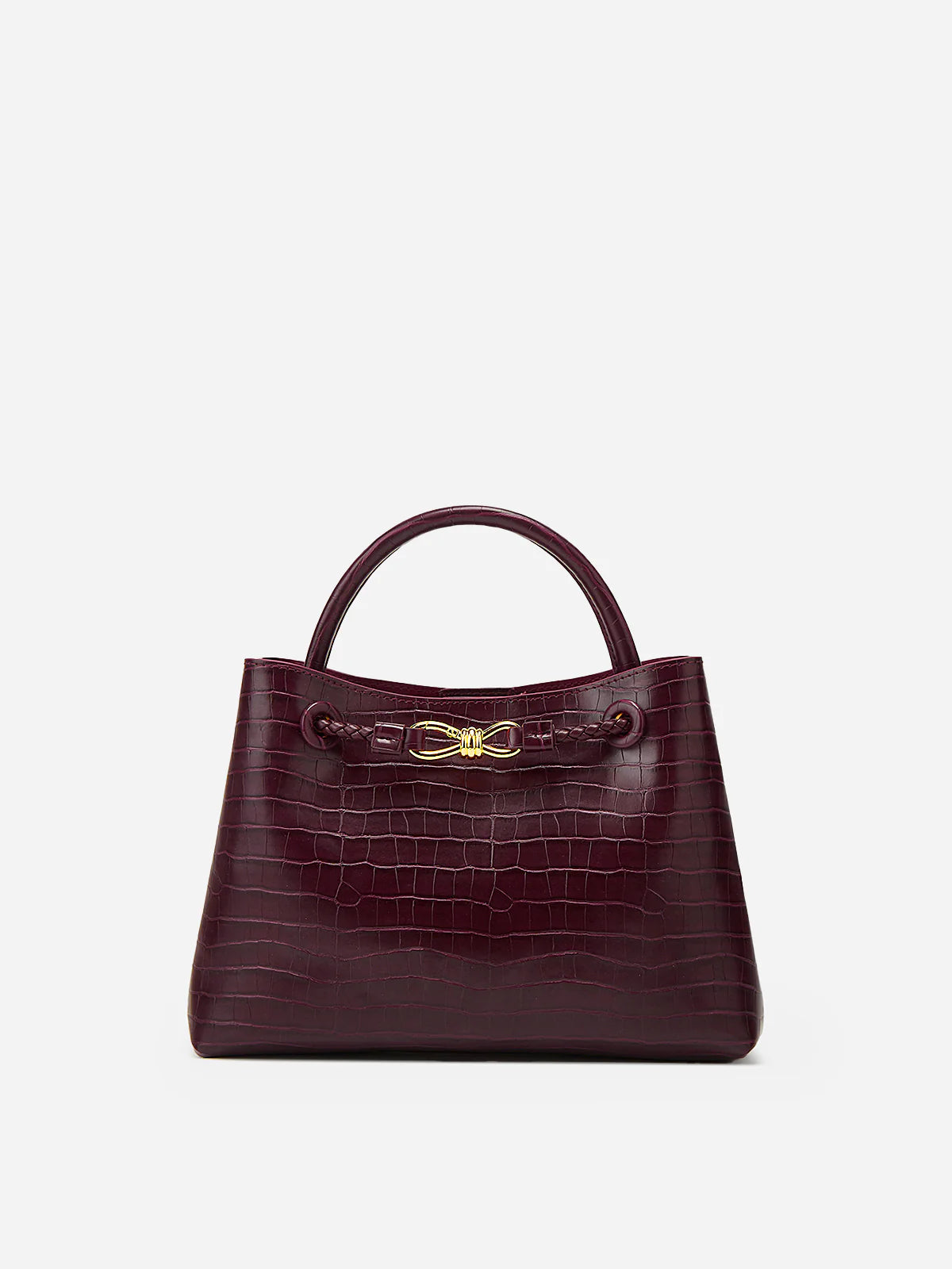 Crocodile-Embossed PU Leather Tote Bag