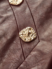 Asymmetric Metal Detail PU Leather Mini Skirt