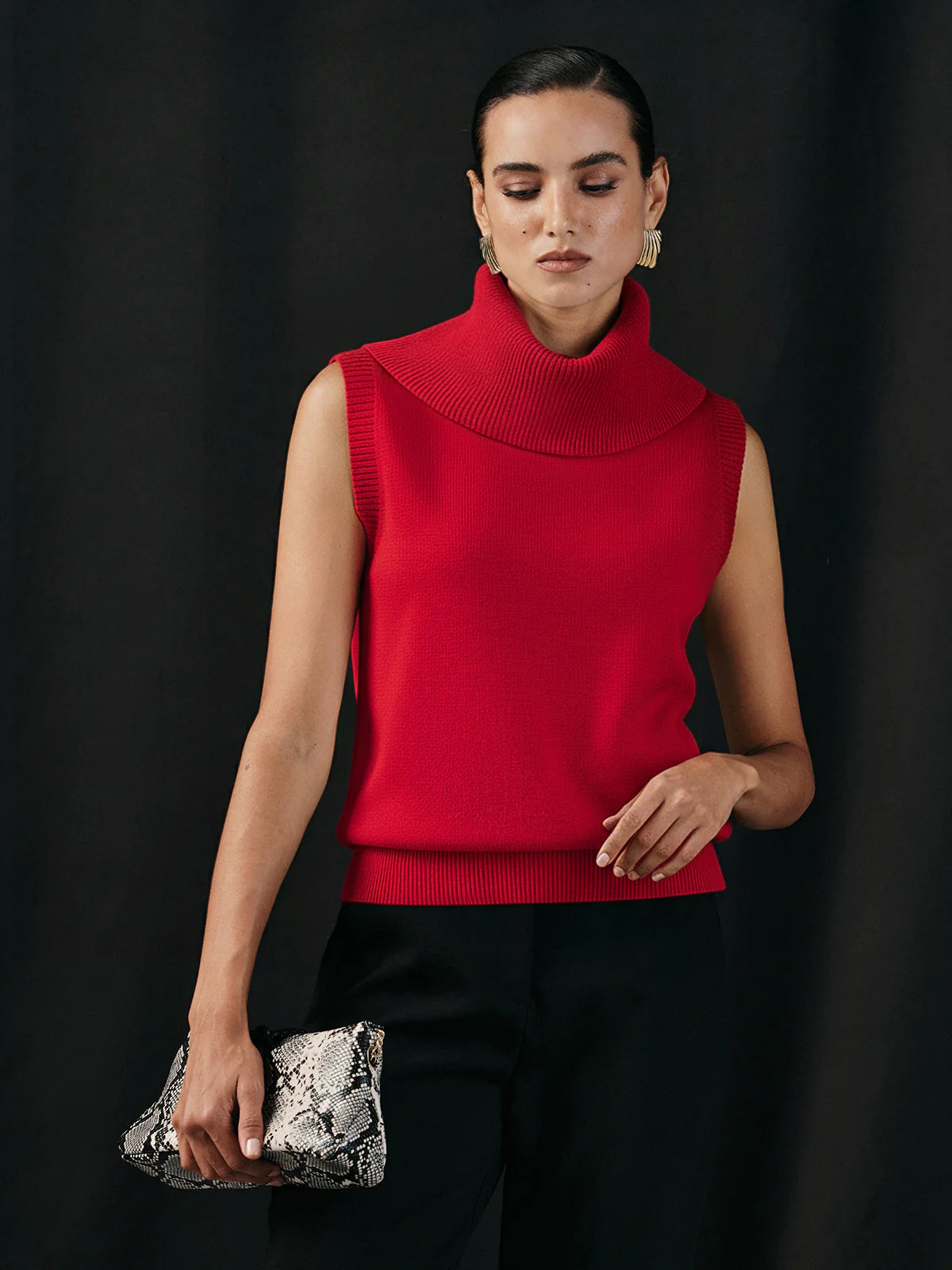 Turtleneck Sleeveless Knit Vest